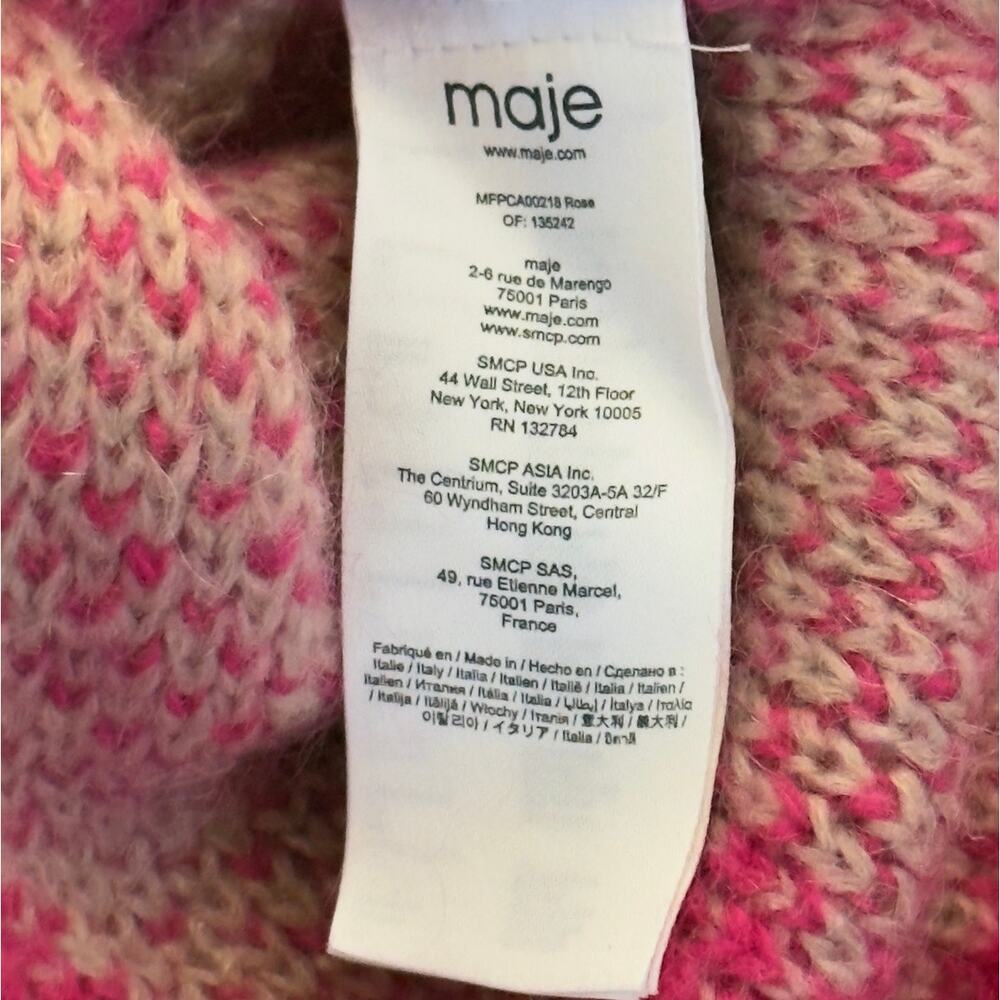 Maje Mylama Graphic-Pattern Knitted Cardigan Pink Womens Size 1 (Small) - Picture 8 of 11